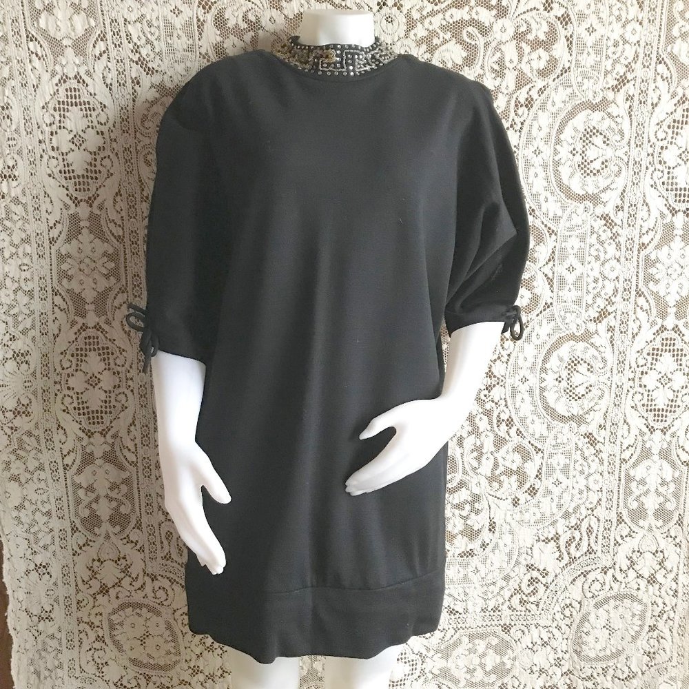 1960s Slash Split Sleeve Studded Tunic Top